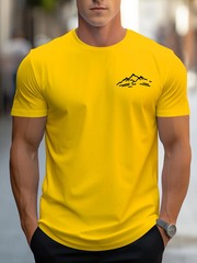 Men Summer 100% Cotton Mountain Pattern Casual Loose Plus Size T-Shirt
