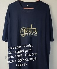 T-Shirt: Truth, Faith, Life Christian Cross Short Sleeve Round Neck 3D Print New