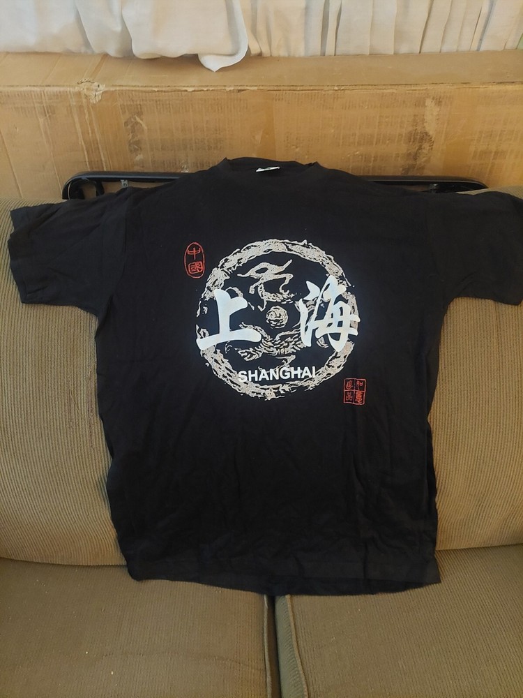 Shanghai Black Graphic Short Sleeve T Shirt Size XXL 2XL
