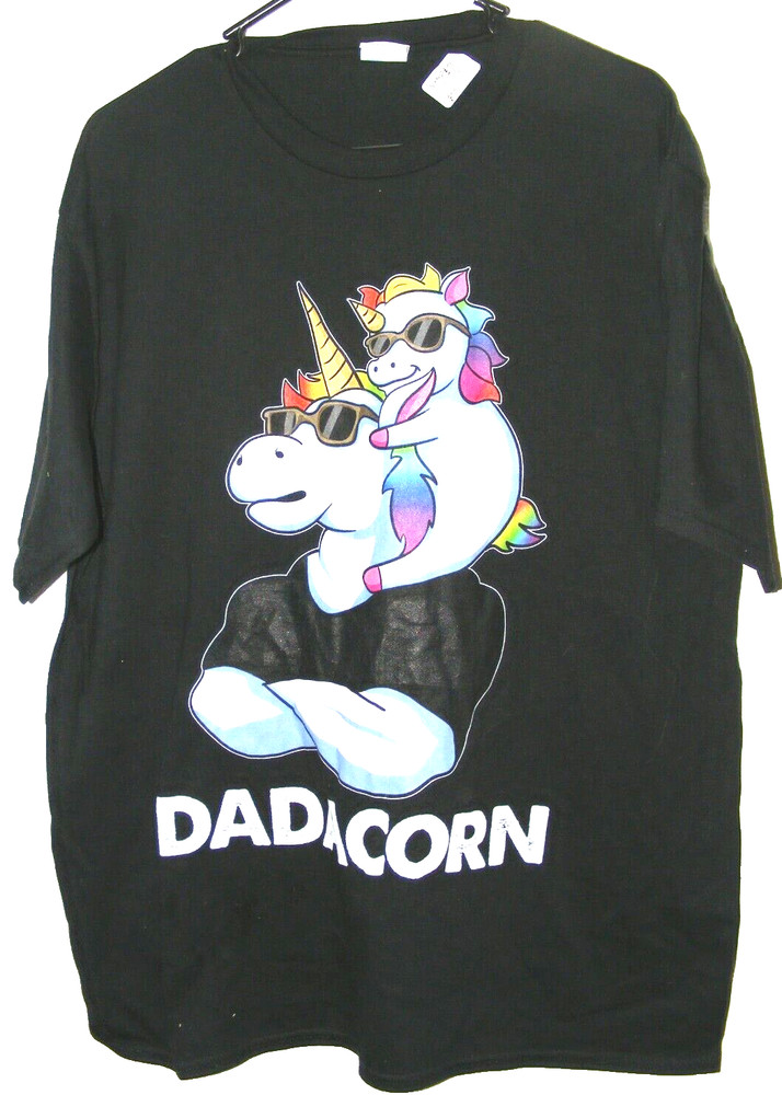 Port And Company Dadacorn Unicorn Tee T Shirt Black SS Adult XL 100% Cotton New