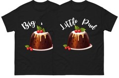 Big Pud Little Pud Christmas T Shirt Set, Funny Family Matching Father Son Tee