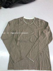 Mens Round Collar Long-Sleeved T-Shirts Cotton V-Neck Solid Color Casual Tops