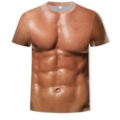 Men’s Summer Strong Muscle 3d Print T-shirt Funny Short Sleeve Tattoo Tops New