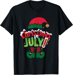 Funny Christmas in July Summer Elf Santa Xmas Men Women T-Shirt