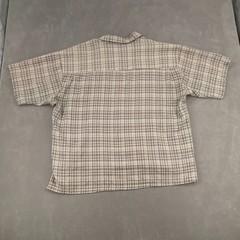 L’Homme Shirt Men XL White Black Plaid Pleated Side Slit Button Up Everyday Wear