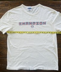 Champion Men’s L White Crew Neck Short Sleeve Cotton Knit Logo Graphic T-Shirt