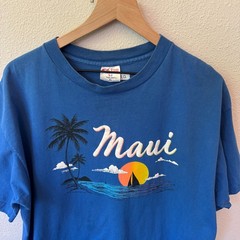 VTG Maui Single Stitch T-Shirt Men’s XL (Fits L) Blue Hawaii Sof Tee USA
