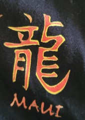 Black T Shirt With Red Dragon Design. 44″ Chest NEW. Maui (Hawaii) Under Dragon