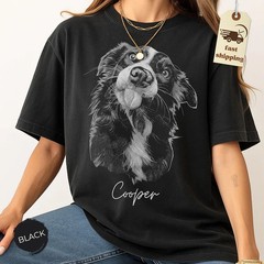 Personalized Custom Dog Portrait Comfort Tee Shirt Pet Owner