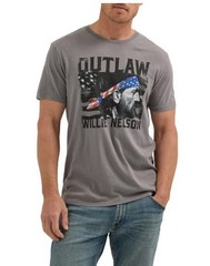 L Large Wrangler Men’s Gray Willie Nelson Graphic Print Short Sleeve T-Shirt New