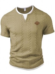 Men’s Mock Neck Short Sleeve T-Shirt Slim Fit Casual Textured Summer Cotton Top