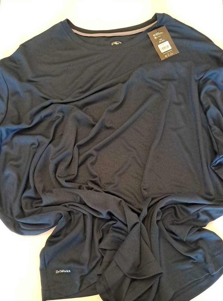 New Athletic Works Men’s T-Shirt Navy Blue 5XL Polyester DriWorks Breathable