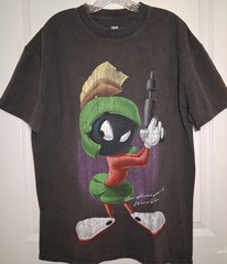 New American Thrift MARVIN the MARTIAN HEAVYWEIGHT Tee Shirt Black Wash Sz S