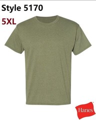 Hanes 5170 5XL EcoSmart Crewneck Short Sleeve Tee Pit to Pit 31″ Heather Green