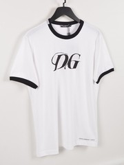 White T-Shirt XL Oversized Fit Contrast Collar Short Sleeve | Dolce & Gabbana