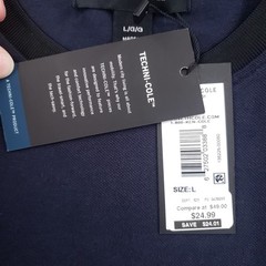 NEW Kenneth Cole Techni Cole T Shirt Mens Large Blue Short Sleeve Crew Neck Tee