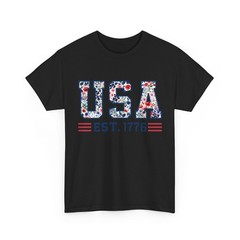 Floral Pattern Patriotic USA Shirt – 4th of July Graphic Tee Women Vintage