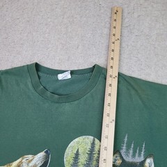 Vintage 90s Cal Cru Vintage Wolf T Shirt Men L Green Short Sleeve Arizona Grunge