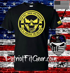t-shirt,God will judge our enemies,Gun Rights,Molon Labe,Death Skull,Infidel