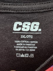 CSG Graphic Tee T-Shirt Men Multi Color All Over Print Leaves Crew Neck Size XXL