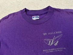 Vintage 1980s 80s 1989 Telluride Colorado Hang Gliding Festival Neon T-Shirt S M