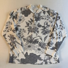 Nike Pique Knit Henley Men MED Thick Floral Blade Collar Preppy Golf Shirt