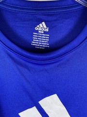 Adidas Men’s Blue Short Sleeve Performance Tee Size Med 100% Polyester Gray Logo