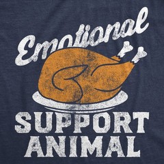 Mens Funny T Shirts Emotional Support Animal Turkey Sarcastic Thanksgiving