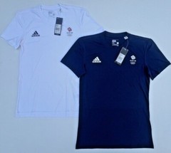 Adidas Training Shirt Team GB Olympic Tee Gym White Blue 2XS XS S M L XL 2XL 3XL