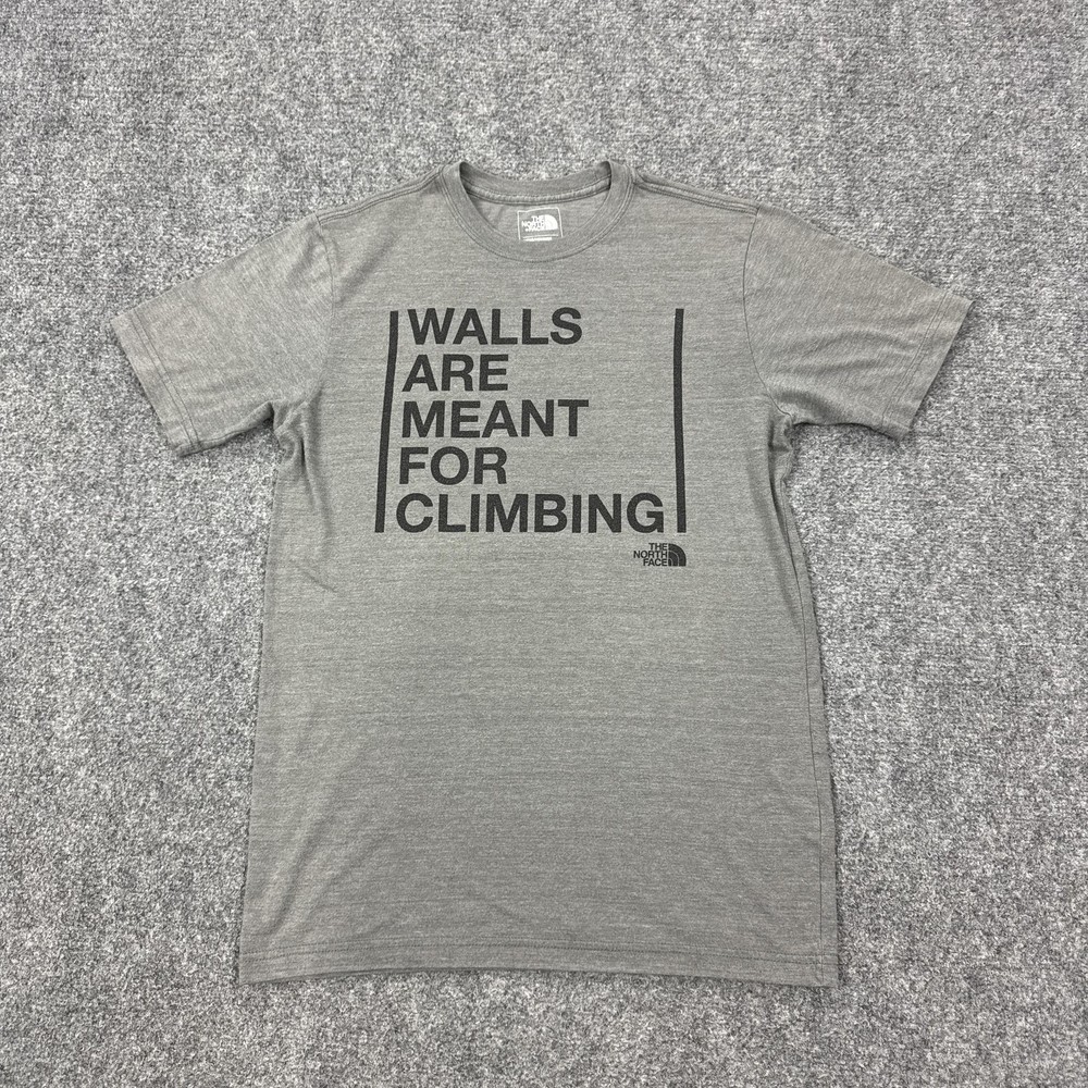 The North Face Shirt Mens Small Gray Walls Are Meant For Climbing Tee Outdoor