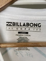 Billabong The Core Tee Shirt White 100% Cotton Mens Size L EUC