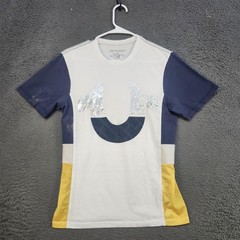 True Religion Shirt Mens XS White Navy Yellow Colorblock Horseshoe Logo Tee
