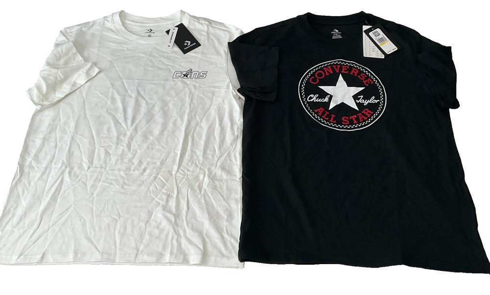 Converse T Shirts Unisex Adult Size M Black White Short Sleeve Stretch 2 Shirts