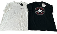 Converse T Shirts Unisex Adult Size M Black White Short Sleeve Stretch 2 Shirts