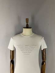 Emporio Armani Mens T-Shirt Size L White Polyamide Short Sleeve Crew Neck