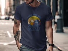 I Like Beer and Cricket T-Shirt Funny Sports Fan Gift Mens Womens Casual Tee Top
