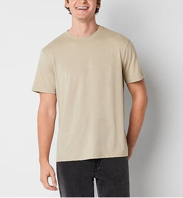 JA John Ashford Men’s Soft Jersey Short Sleeve Crew-Neck T-Shirt Beige Size XXL