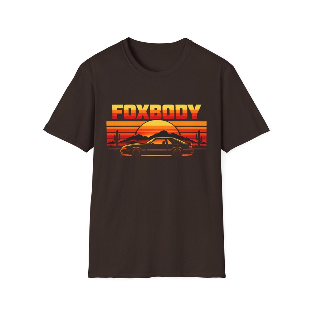 Foxbody Retro Sunset Car T-Shirt Classic Muscle Graphic Pony Car Tee