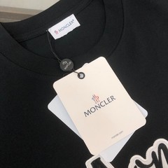 New Moncler Unisex Black Crew-Neck Short-Sleeve Cotton T-Shirt M