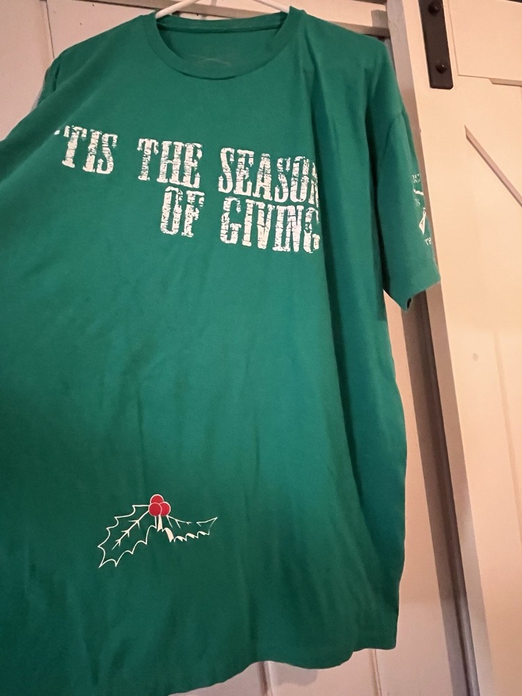 Grunt Style ‘Tis The Season Men’s 2XL Green Christmas T-shirt With Holly EUC