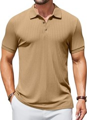 Men’s Slim Fit Textured Polo Shirt Short Sleeve Casual Golf T-Shirt Summer Wear