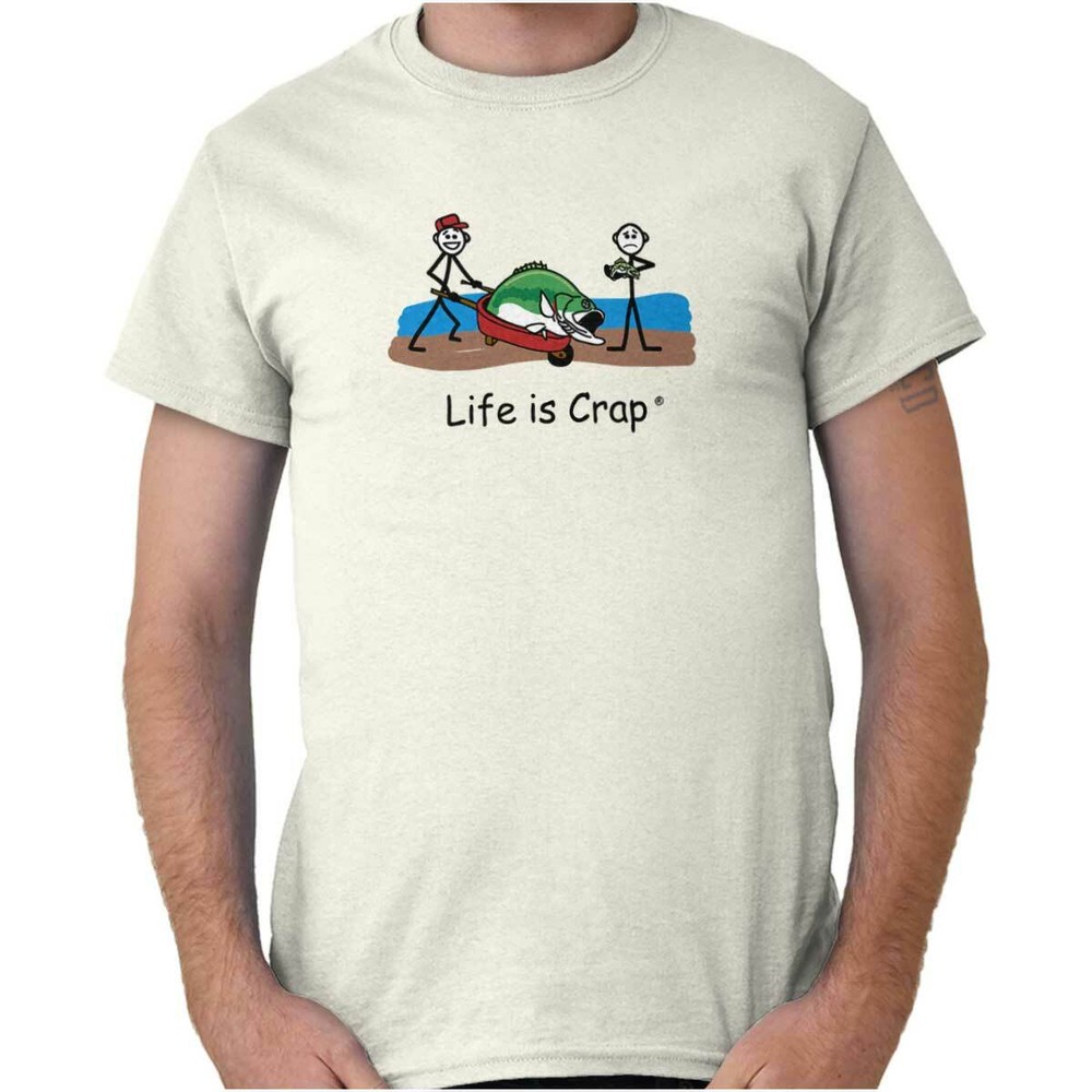 Life is Crap Big Bass Fishing Fisherman Gift Mens Short Sleeve Crewneck Tee