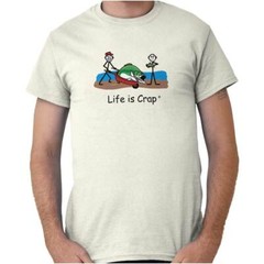 Life is Crap Big Bass Fishing Fisherman Gift Mens Short Sleeve Crewneck Tee