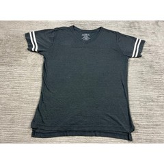 Unbranded V-Neck Baseball Shirt Mens XL Black Heather White Stripe Athletic Tee
