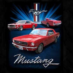 Joe Blow Ts Ford Mustang 1st Gen Triple Threat Mens Black T-Shirt 1965 1966 1969