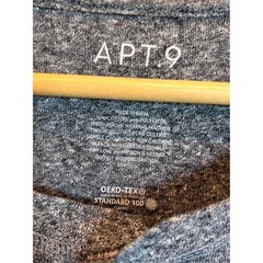 Apt 9 Premier Flex Mens XL Henley Shirt Long Sleeve Gray Heathered Cotton Blend