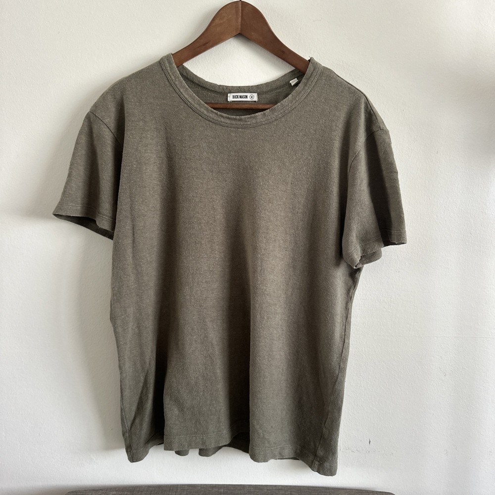 Buck Mason Men’s M 55% Yuma Hemp Blend Short Sleeve T-Shirt Olive