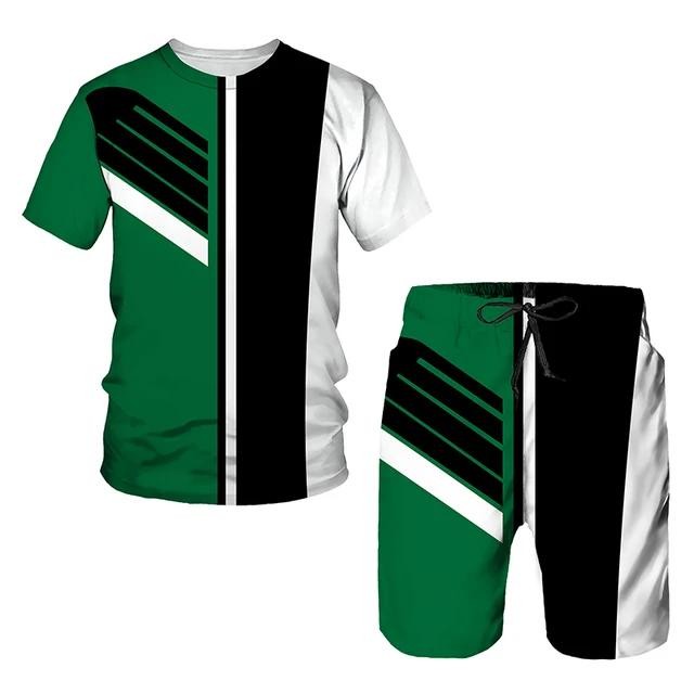 New Men’s Sets 3d Tracksuit Summer Fashion Clothes for Man Tshirt Shorts 2 Piece