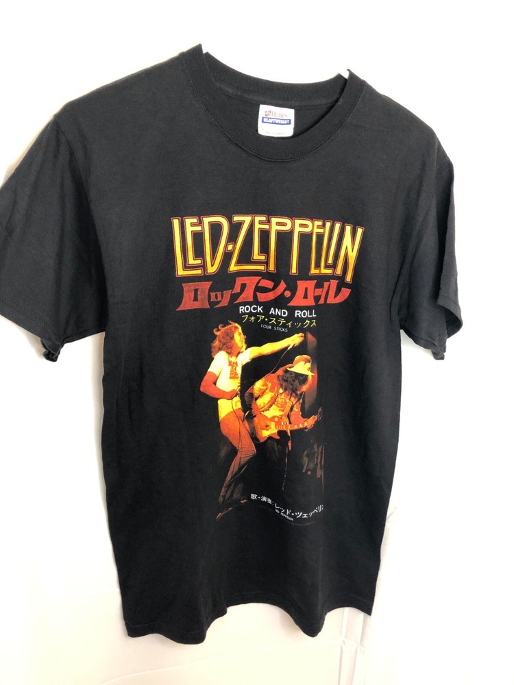 Vtg Deadstock 2007 Led Zeppelin Tee Shirt Rock 4 Sticks Japan S Black Graphic