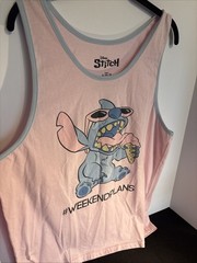 Stitch Disney Tank Top Pink Unisex Size XLarge “#Weekend Plans” Icecream